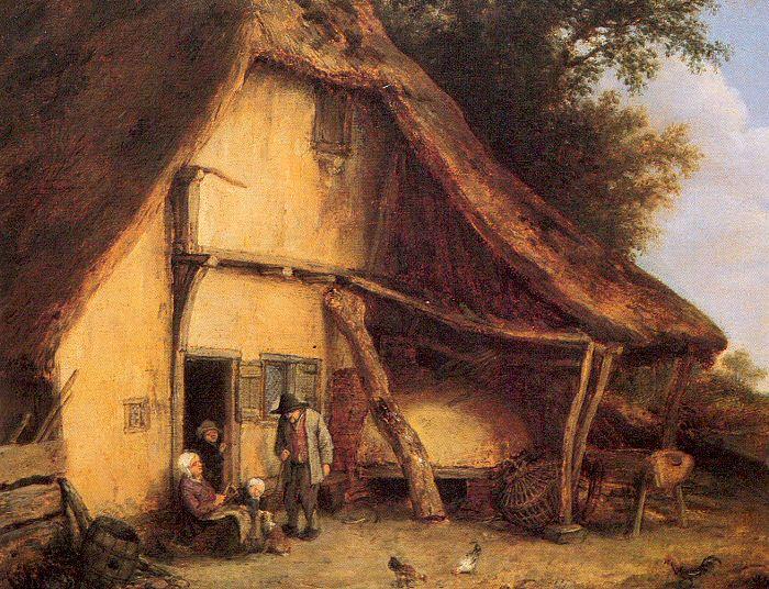 Ostade, Adriaen van A Peasant Family Outside a Cottage Sweden oil painting art